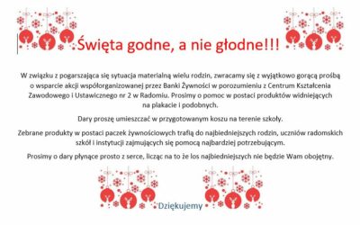 Świąteczna Zbiórka Żywności pod hasłem ,, ŚWIĘTA GODNE A NIE GŁODNE ” 25-26.11.2022
