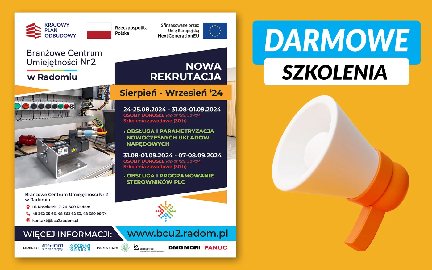 BCU 2 w Radomiu | Nabór na darmowe szkolenia: sierpień - wrzesień 2024