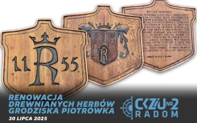 Renowacja drewnianych herbów przez CKZiU Nr 2 w Radomiu